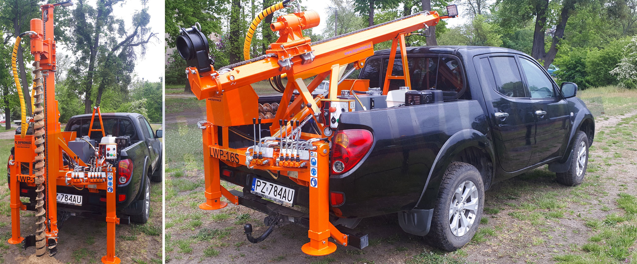 Lekka wiertnica geologiczna na samochodzie pick-up LWP-16S produkcji firmy Bipromasz